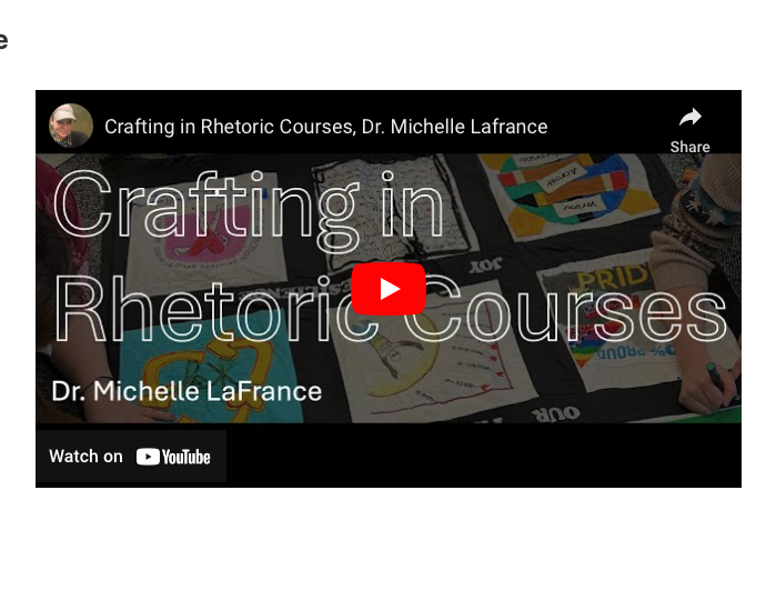 SoTL Spotlight: Crafting in Rhetoric Courses